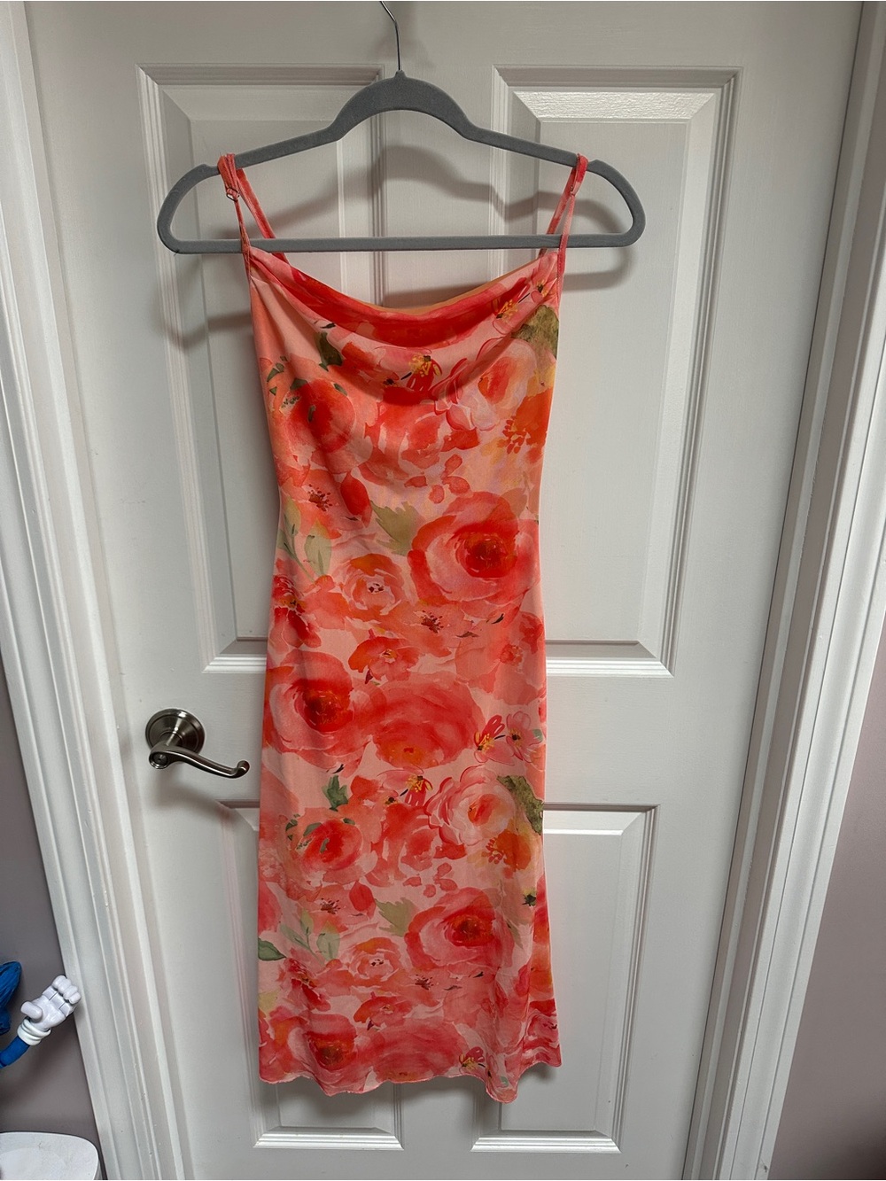 Floral Slip Dress in Coral Pink